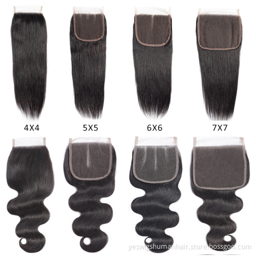 Yeswigs 13x4 13x6 360 HD Transparent  Lace Frontal Closure Raw Brazilian 100% Virgin Human Hair 2X6 4X4 5X5 Lace Closure Frontal